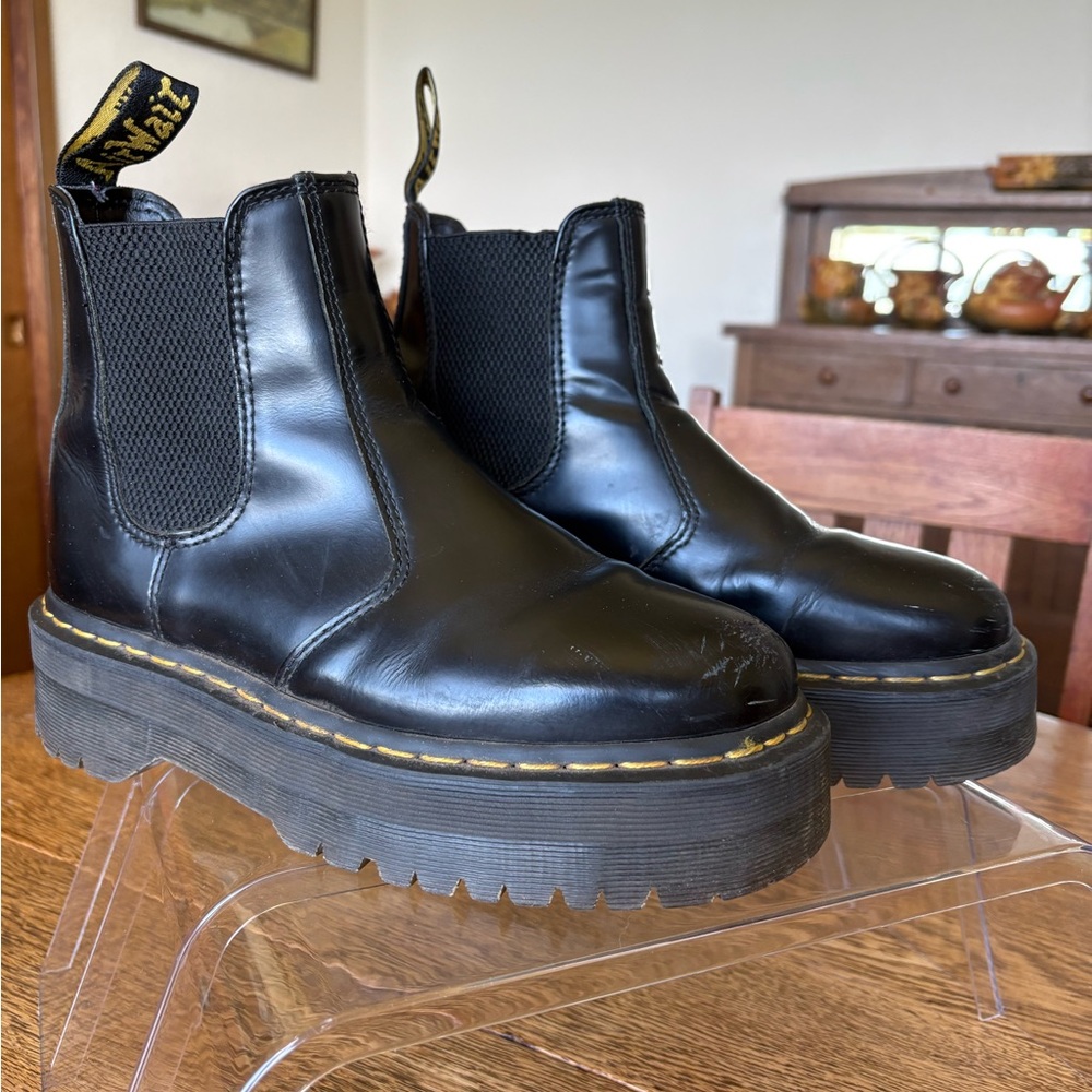 Doc Marten 2796 Quad boots, black leather, thick platform sole women’s size 8US